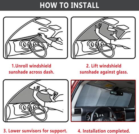 مظلة الزجاج الأمامي متوافقة مع Toyota FJ Cruiser 2007-2021 مظلات الزجاج الأمامي للسيارات قابلة للطي وواقي شمس عاكس للأشعة فوق البنفسجية وحماية من حرارة الشمس وإكسسوارات السيارة الداخلية in Kuwait