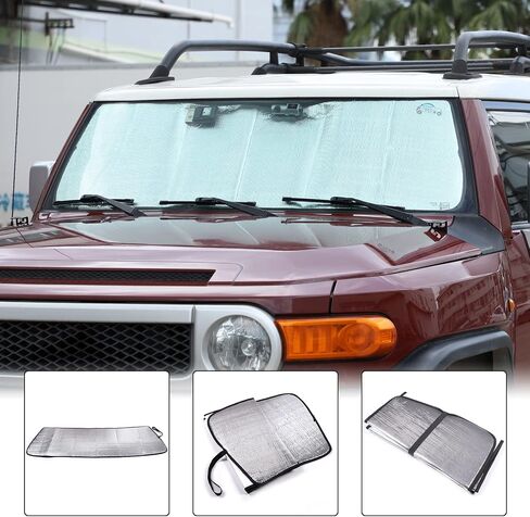 مظلة الزجاج الأمامي متوافقة مع Toyota FJ Cruiser 2007-2021 مظلات الزجاج الأمامي للسيارات قابلة للطي وواقي شمس عاكس للأشعة فوق البنفسجية وحماية من حرارة الشمس وإكسسوارات السيارة الداخلية in Kuwait