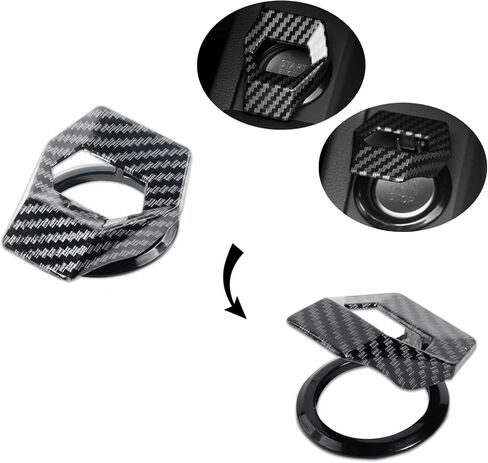 1 PC Car One-Button Start Button Cover, 1.96" x 1.57" 150° Rotation to Open Alloy Ignition Switch Protective Cover, Multiple Coloring Process Accessories, for Most Models (Carbon Fiber Black) in Saudi Arabia