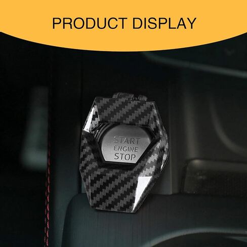 1 PC Car One-Button Start Button Cover, 1.96" x 1.57" 150° Rotation to Open Alloy Ignition Switch Protective Cover, Multiple Coloring Process Accessories, for Most Models (Carbon Fiber Black) in Saudi Arabia