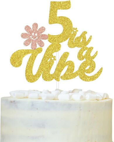 Five is a Vibe Cake Topper، Groovy Daisy Happy 5th Birth، I'm a Handful، لوازم تزيين حفلات عيد الميلاد الخامس للأولاد والبنات اللامعة in Kuwait