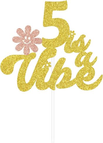 Five is a Vibe Cake Topper، Groovy Daisy Happy 5th Birth، I'm a Handful، لوازم تزيين حفلات عيد الميلاد الخامس للأولاد والبنات اللامعة in Kuwait