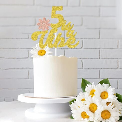 Five is a Vibe Cake Topper، Groovy Daisy Happy 5th Birth، I'm a Handful، لوازم تزيين حفلات عيد الميلاد الخامس للأولاد والبنات اللامعة in Kuwait