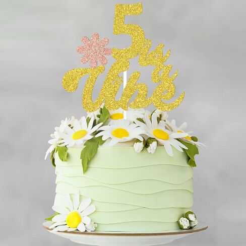 Five is a Vibe Cake Topper، Groovy Daisy Happy 5th Birth، I'm a Handful، لوازم تزيين حفلات عيد الميلاد الخامس للأولاد والبنات اللامعة in Kuwait