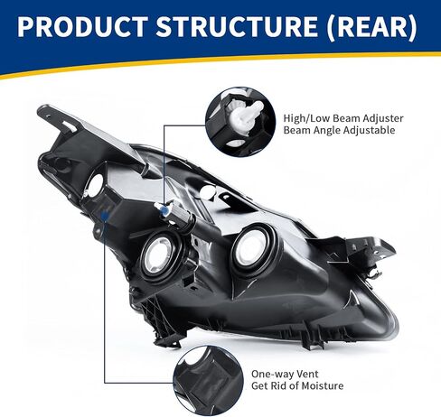 AUTOSAVER88 Headlight Assembly Compatible with 07 08 09 Altima Sedan 4-door 2007 2008 2009 Altima Black Housing with Amber Reflector Clear Lens in Saudi Arabia