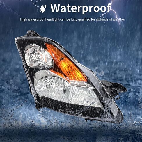 AUTOSAVER88 Headlight Assembly Compatible with 07 08 09 Altima Sedan 4-door 2007 2008 2009 Altima Black Housing with Amber Reflector Clear Lens in Saudi Arabia
