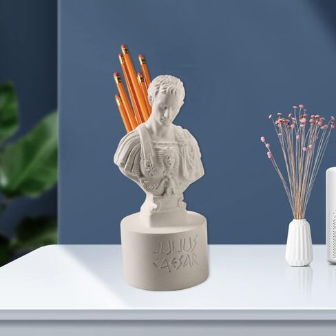 Resin Julius Caesar Statues Pencil Holder Pen Display Frame Stationery Organizer Decoration in Saudi Arabia