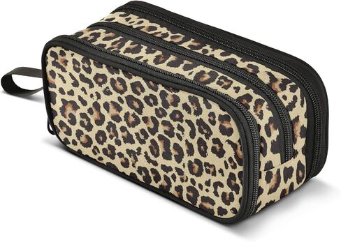Bolaz Leopard Cheetah Print Animal Skin Pencil Case Large Capacity Pen Bag with Compartment Students Stationery Organizer Pencil Pouch Marker Case for School Office Work in Saudi Arabia