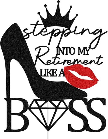 خطوة إلى تقاعدي مثل أعلى كعكة بوس، ديكورات حفلات التقاعد المضحكة للنساء، ديكور كعكة متقاعد سعيد، أسود وأحمر in Kuwait