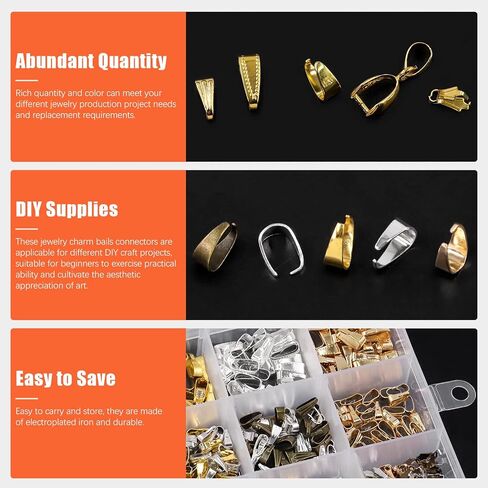 Tanstic 750Pcs 5 Colors 3 Sizes Metal Pinch Clip Clasps, Pendant Connectors Clasps Bail Finish Necklace Clasps Pendant Clasps Claw Bail for DIY Jewelry Making (6mm/8mm/11mm) in Saudi Arabia