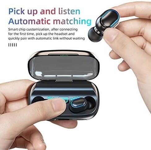 Wireless Bluetooth Earbuds, Immersive Bass Stereo Noise Cancelling Headphones, Portable Charging Case with LED Display, Headset for Sports, Home, Work Black (T11) in Saudi Arabia