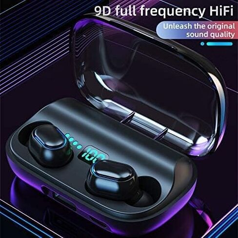 Wireless Bluetooth Earbuds, Immersive Bass Stereo Noise Cancelling Headphones, Portable Charging Case with LED Display, Headset for Sports, Home, Work Black (T11) in Saudi Arabia