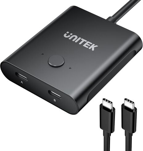 Unitek ثنائي الاتجاه USB C Switcher 1 في 2 خارج/2 في 1 خارج USB محدد التبديل 2 أجهزة كمبيوتر مشاركة 1 أجهزة USB KVM Switch100W شحن 8K @ 60 هرتز فيديو 10 جيجابت في الثانية كابلات USB-C لنقل البيانات متضمنة باللون الأسود in Kuwait