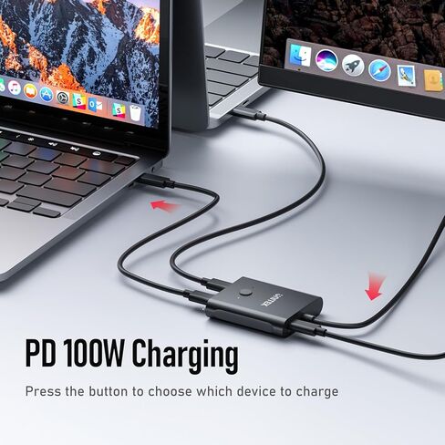 Unitek ثنائي الاتجاه USB C Switcher 1 في 2 خارج/2 في 1 خارج USB محدد التبديل 2 أجهزة كمبيوتر مشاركة 1 أجهزة USB KVM Switch100W شحن 8K @ 60 هرتز فيديو 10 جيجابت في الثانية كابلات USB-C لنقل البيانات متضمنة باللون الأسود in Kuwait