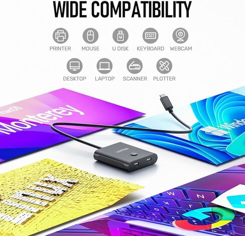 Unitek ثنائي الاتجاه USB C Switcher 1 في 2 خارج/2 في 1 خارج USB محدد التبديل 2 أجهزة كمبيوتر مشاركة 1 أجهزة USB KVM Switch100W شحن 8K @ 60 هرتز فيديو 10 جيجابت في الثانية كابلات USB-C لنقل البيانات متضمنة باللون الأسود in Kuwait