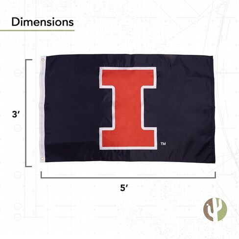 Desert Cactus University of Illinois Flag Banners Fighting Illini U of I 100% Nylon Indoor Outdoor 3x5 feet Flags (Embroidered C) in Saudi Arabia