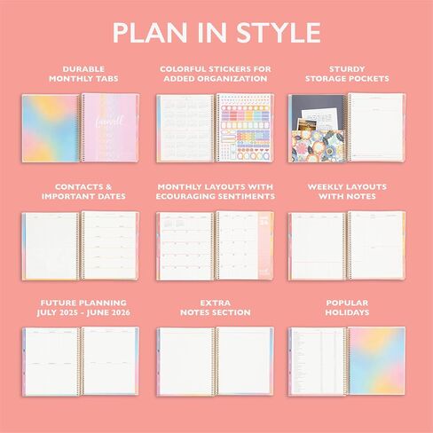 Blue Sky Livewell 2024-2025 Academic Year Weekly/Monthly Planner, 7" x 9", Multicolor Flexible Cover, Wirebound, Beck (150637) in Saudi Arabia