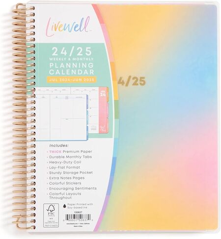 Blue Sky Livewell 2024-2025 Academic Year Weekly/Monthly Planner, 7" x 9", Multicolor Flexible Cover, Wirebound, Beck (150637) in Saudi Arabia