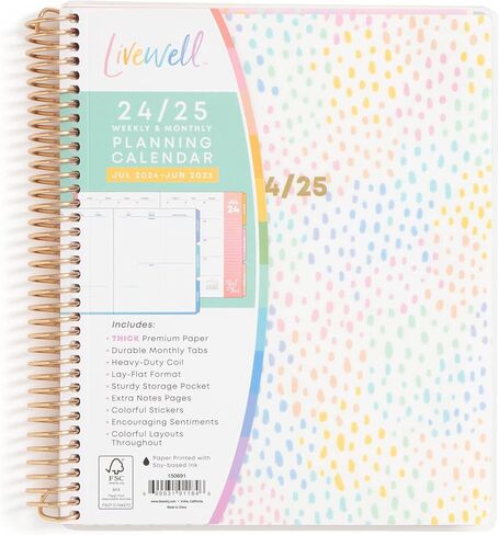 Blue Sky Livewell 2024-2025 Academic Year Weekly/Monthly Planner, 7" x 9", Multicolor Flexible Cover, Wirebound, Beck (150637) in Saudi Arabia