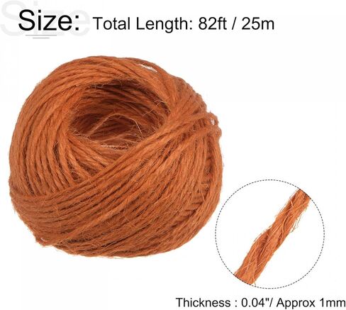 uxcell 1mm Natural Jute Twine String 82 Feet 3 Ply Arts and Crafts Jute Rope Gift Embellishments Wrapping Twine for Decoration Crafting Bundling, Black in Saudi Arabia