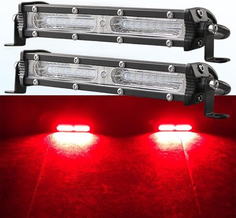 7Inch Red LED Lights Bar Single Row Slim Waterproof Auxiliary Work Lights 2PCS Red Fishing Hunting Navigation Lights fit for Houseboat Yacht ATV SUV Truck Pick-up Van car in Saudi Arabia
