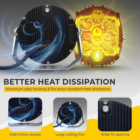 7 بوصة 90 وات قطعة واحدة من العنبر - مصابيح LED للطرق الوعرة - مصابيح LED للطرق الوعرة - IP67 مصابيح ضباب LED مقاومة للماء للشاحنات وسيارات الجيب والقوارب ومركبات ATV وUTVs والمزيد، أضواء كاشفة لبقع القيادة المتينة للسيارات، GG 2ez in Saudi Arabia