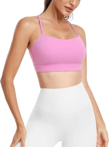 HeyNuts to Freest Y Back Sports Bras for Women Spaghetti Thin Strap Workout Bras Wirefree Padded Racerback Yoga Bras in Saudi Arabia