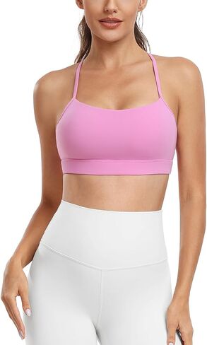 HeyNuts to Freest Y Back Sports Bras for Women Spaghetti Thin Strap Workout Bras Wirefree Padded Racerback Yoga Bras in Saudi Arabia