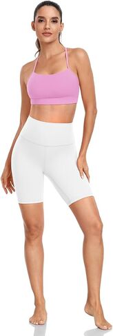 HeyNuts to Freest Y Back Sports Bras for Women Spaghetti Thin Strap Workout Bras Wirefree Padded Racerback Yoga Bras in Saudi Arabia