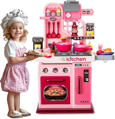Kids Kitchen Playset,Cooking Stove,Play Sink,Oven,Lights & Sounds,Ages 3+ in Saudi Arabia