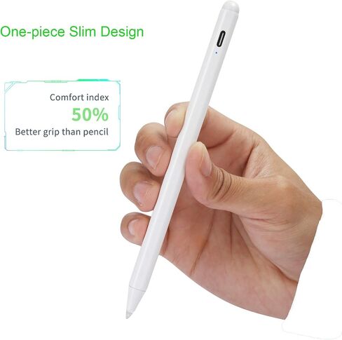قلم ستايلس لجهاز iPad 8th/9th/10th Generation 10.2 بوصة، قلم شاشة لرفض راحة اليد متوافق مع Apple Pencil الجيل الثاني لأجهزة iPad 8th/9th/10th Generation 10.2 بوصة، أبيض in Kuwait