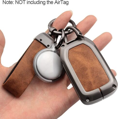 for GMC Key Fob Cover with Airtag Keychain, Metal Shell Car Key Case Holder Full Protection for Chevrolet Chevy Silverado Colorado Tahoe GMC Sierra Terrain Yukon(Brown) in Saudi Arabia