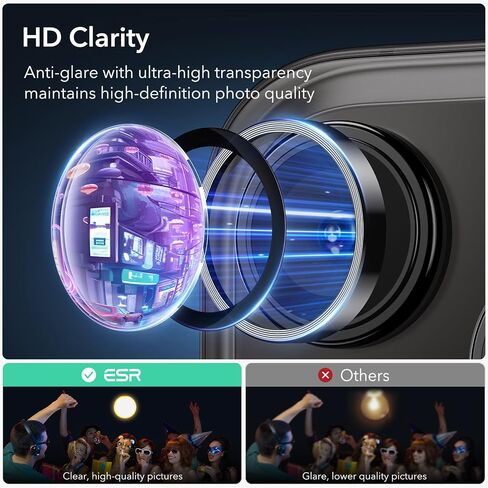 ESR Camera Lens Protector for iPhone 15 Pro Max/15 Pro/14 Pro Max/14 Pro, Ultra-tough HD Individual Lens Protectors, Scratch Resistant, Ultra-thin Tempered Glass, Armorite Series, 1 Pack, Black in Saudi Arabia