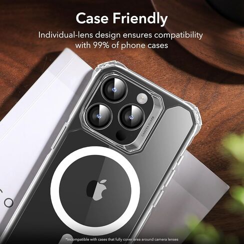 ESR Camera Lens Protector for iPhone 15 Pro Max/15 Pro/14 Pro Max/14 Pro, Ultra-tough HD Individual Lens Protectors, Scratch Resistant, Ultra-thin Tempered Glass, Armorite Series, 1 Pack, Black in Saudi Arabia