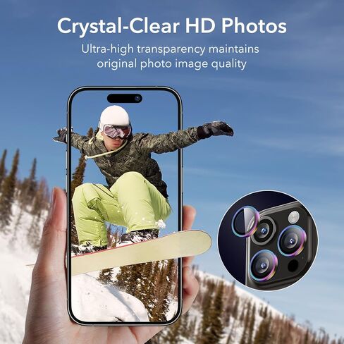 ESR Camera Lens Protector for iPhone 15 Pro Max/15 Pro/14 Pro Max/14 Pro, Ultra-tough HD Individual Lens Protectors, Scratch Resistant, Ultra-thin Tempered Glass, Armorite Series, 1 Pack, Black in Saudi Arabia