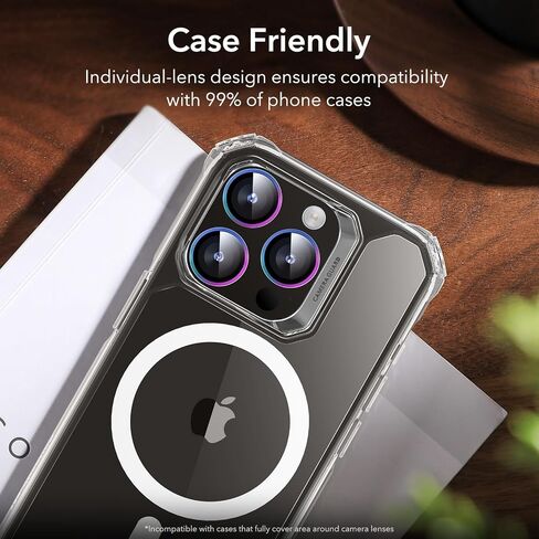 ESR Camera Lens Protector for iPhone 15 Pro Max/15 Pro/14 Pro Max/14 Pro, Ultra-tough HD Individual Lens Protectors, Scratch Resistant, Ultra-thin Tempered Glass, Armorite Series, 1 Pack, Black in Saudi Arabia