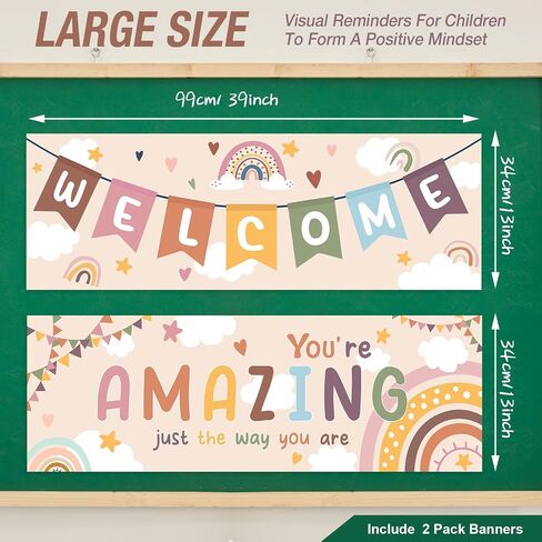Boho Classroom Decorations for Teachers Bohemia Welcome Banner and Poster Inspirational Classroom Bulletin Board Wall Decor for Students Kindergarten Primary Elementary Middle School Supplies in Saudi Arabia