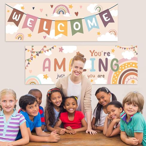 Boho Classroom Decorations for Teachers Bohemia Welcome Banner and Poster Inspirational Classroom Bulletin Board Wall Decor for Students Kindergarten Primary Elementary Middle School Supplies in Saudi Arabia