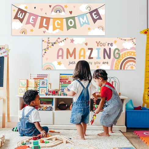 Boho Classroom Decorations for Teachers Bohemia Welcome Banner and Poster Inspirational Classroom Bulletin Board Wall Decor for Students Kindergarten Primary Elementary Middle School Supplies in Saudi Arabia