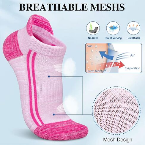 5 Pairs Ankle Socks for Women, Running Athletic Low Cut Tab Socks Comfort Cotton Cushioned Sports No Show Socks in Kuwait