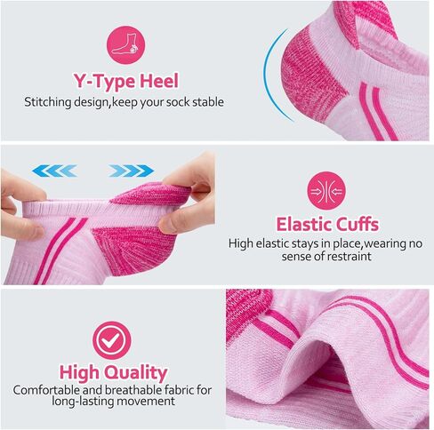 5 Pairs Ankle Socks for Women, Running Athletic Low Cut Tab Socks Comfort Cotton Cushioned Sports No Show Socks in Kuwait