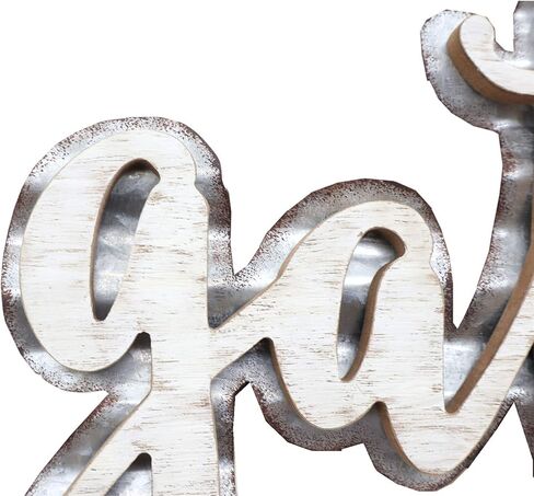 Gather Wood Metal Cutout Letter Signs for Home Decor|Rustic White Farmhouse Gather Hanging Signs for Kitchen 15.5x0.5x10.25'' in Saudi Arabia