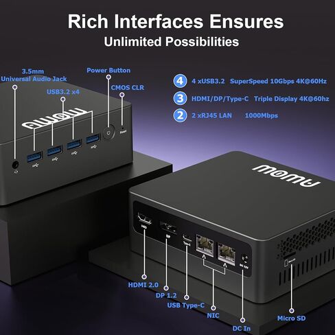 جهاز كمبيوتر صغير ثنائي الشبكة المحلية Intel N5095 يصل إلى 2.9 جيجا هرتز، 8 جيجا بايت SODIMM 256 جيجا بايت SSD، أجهزة كمبيوتر مكتبية صغيرة 4K@60 هرتز شاشة ثلاثية، جيجابت إيثرنت x2 كمبيوتر شخصي صغير لصناعة الأعمال المنزلية in Saudi Arabia