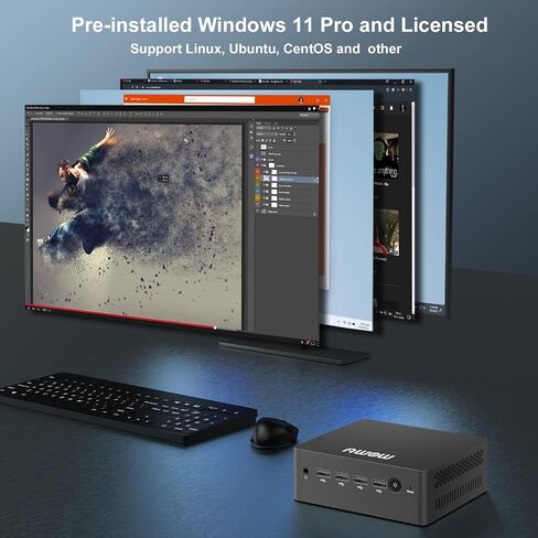 جهاز كمبيوتر صغير ثنائي الشبكة المحلية Intel N5095 يصل إلى 2.9 جيجا هرتز، 8 جيجا بايت SODIMM 256 جيجا بايت SSD، أجهزة كمبيوتر مكتبية صغيرة 4K@60 هرتز شاشة ثلاثية، جيجابت إيثرنت x2 كمبيوتر شخصي صغير لصناعة الأعمال المنزلية in Saudi Arabia