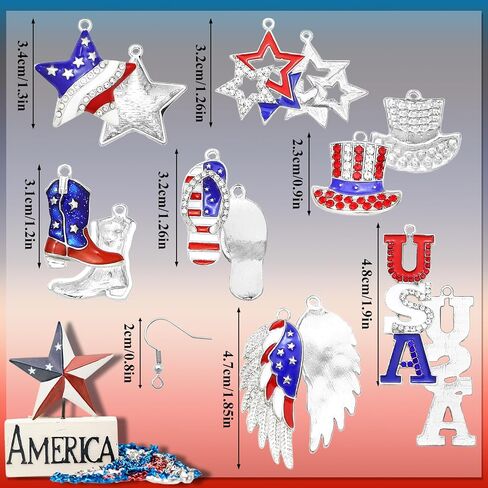 30 Pieces American Flag Enamel Charms 4th of July Independence Patriotic Dangle Pendant Decor for DIY Earrings Bracelets Jewelry Making in Saudi Arabia