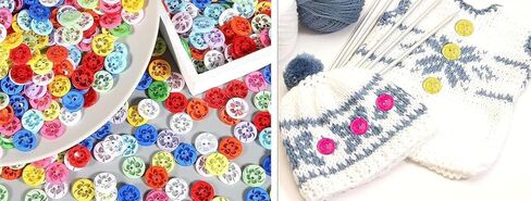 AKOAK 200 Pcs Sewing Button, 14mm Mixed Resin Flower Button, 2 Hole Resin Button, for DIY Crafts Children's Hand Button Painting in Saudi Arabia