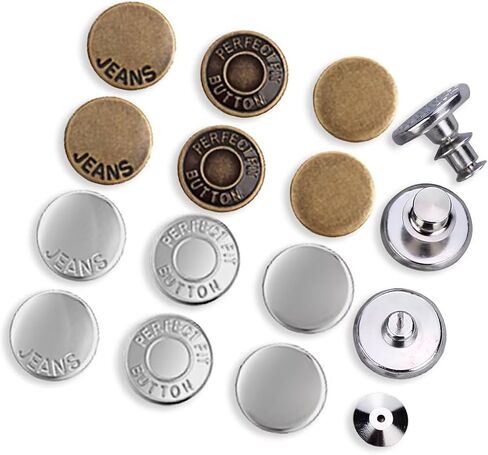 Upgraded Button Pins - Instantly Reduce Too Big Pants Waist, Adjustable Reusable Metal Clips Snap Tack, for Jeans Pants, 12 Sets in Saudi Arabia