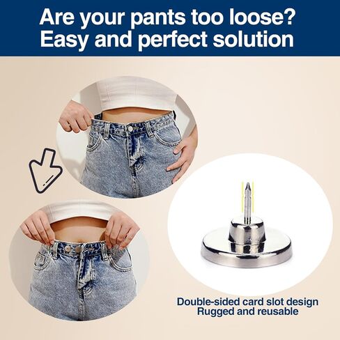 Upgraded Button Pins - Instantly Reduce Too Big Pants Waist, Adjustable Reusable Metal Clips Snap Tack, for Jeans Pants, 12 Sets in Saudi Arabia