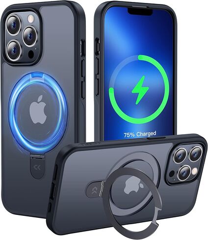 حافظة CASEKOO مصممة لهاتف iPhone 13 Pro Max مع حامل مغناطيسي غير مرئي للحماية من السقوط العسكري متوافقة مع حافظة هاتف MagSafe غير لامعة مقاومة للصدمات لهاتف iPhone 13 Pro Max 6.7 بوصة 2021، أسود in Kuwait