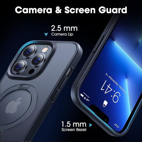 حافظة CASEKOO مصممة لهاتف iPhone 13 Pro Max مع حامل مغناطيسي غير مرئي للحماية من السقوط العسكري متوافقة مع حافظة هاتف MagSafe غير لامعة مقاومة للصدمات لهاتف iPhone 13 Pro Max 6.7 بوصة 2021، أسود in Kuwait